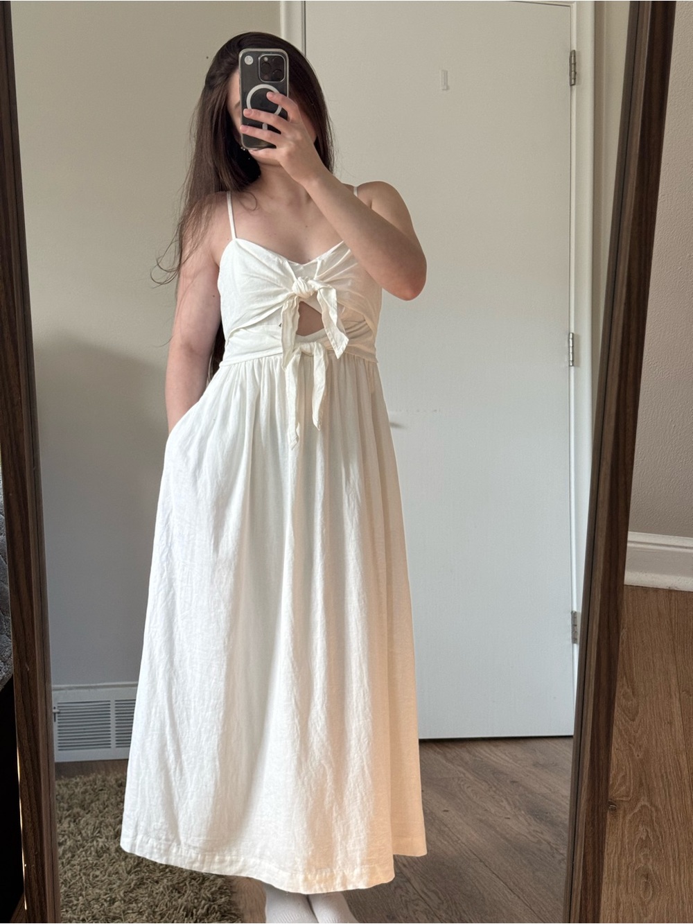 Madewell White Tie-Front Maxi Dress